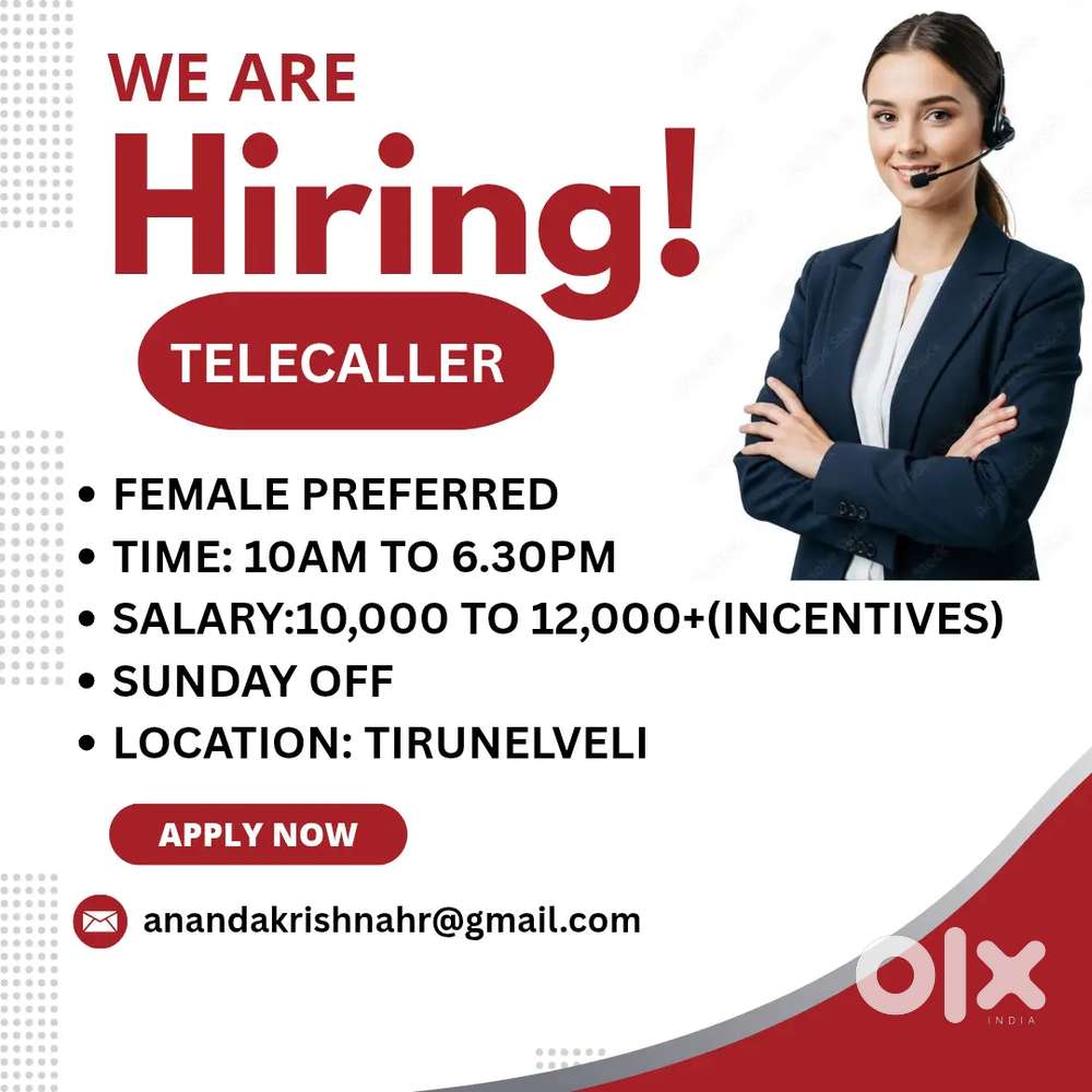 Telecaller,Time-10to6.30,salary-10,000 to 12,000+incentives,Sunday off