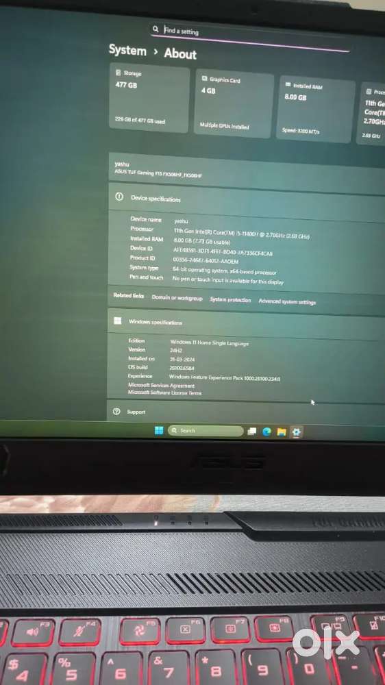 Asus F15 Tuf gaming laptop