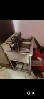 2 tub frying machine electric plus gas