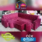 Khwaja furniture. Reasonable L corner sofa.  Bajaj finance available.