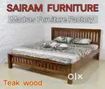 SAIRAM FURNITURE 5 years warranty teak wood cot factory outlet price