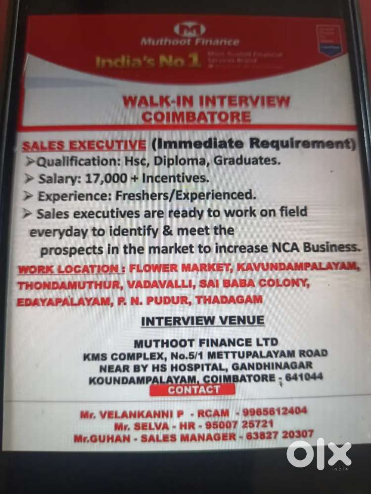 Gold loan sales officer