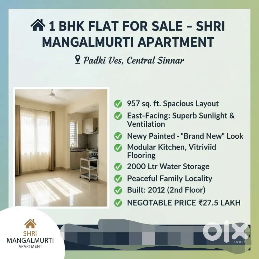 1BHK Ultra Spacious Flat for Sale