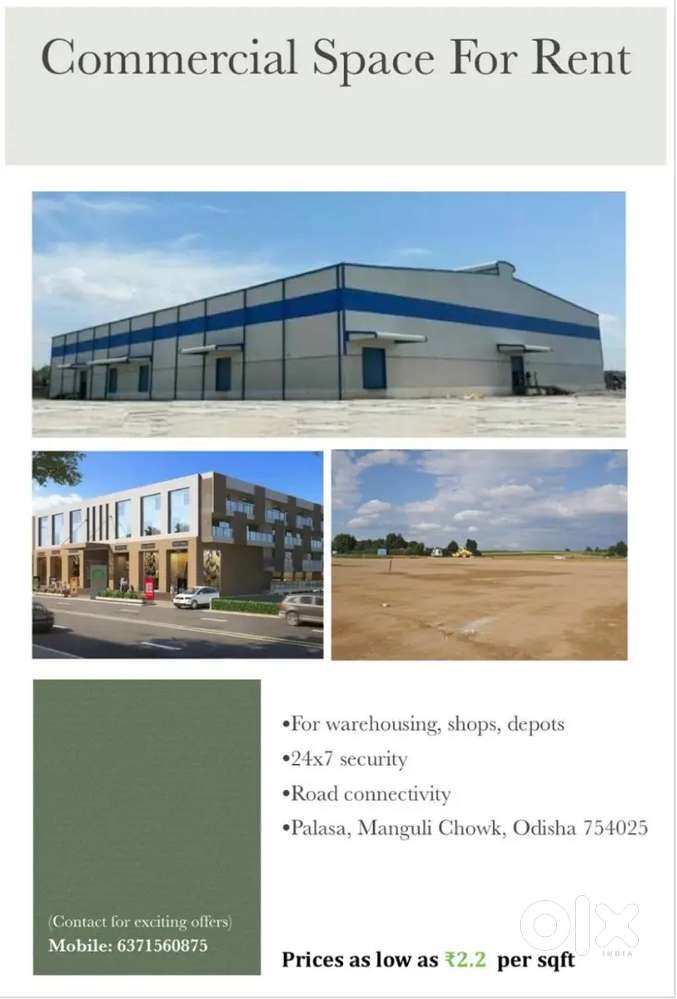 Warehouse/ Godown/ shop/ plots. Road side plots available for rent