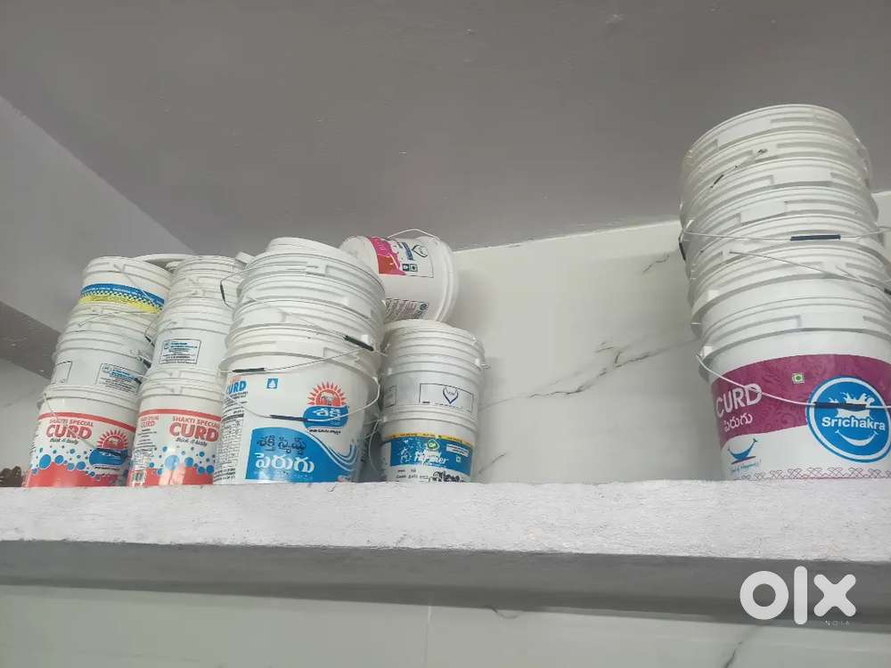 Curd bucket 10kg.30rs.  and 5 kg.20rs