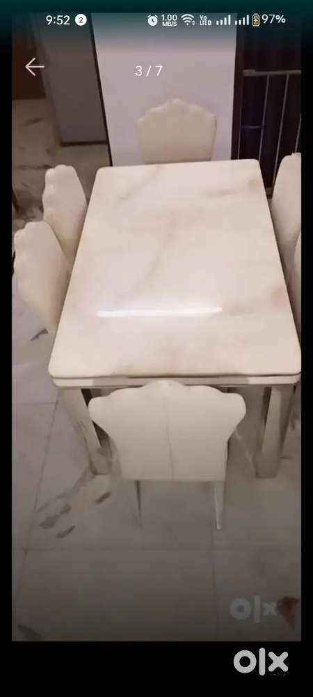Steel marble dining table