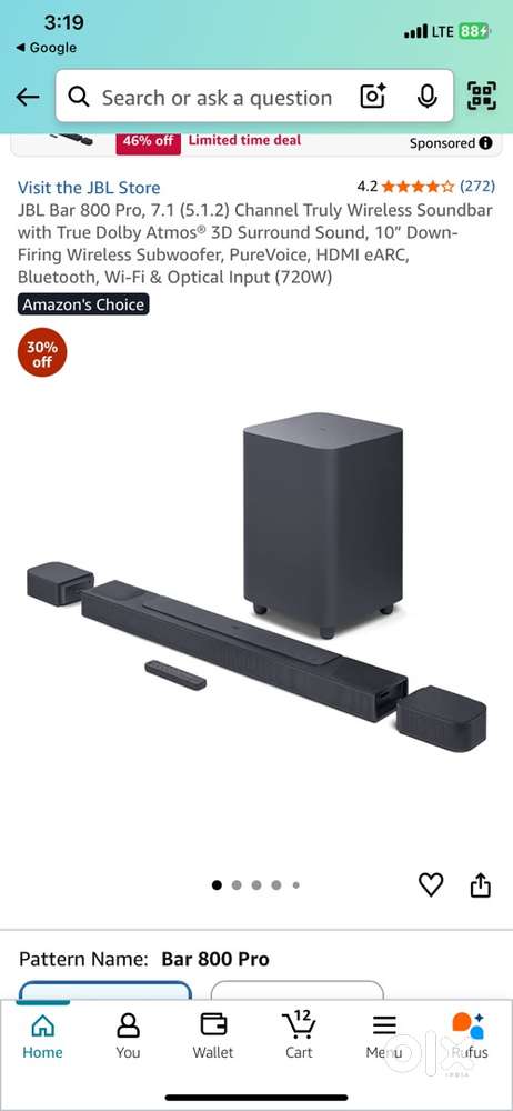 Jbl 800pro sound bar 4 months old