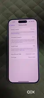 Iphone 15 256gb indian battry health90%