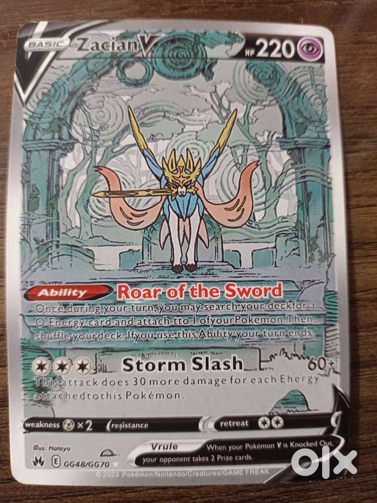 Pokemon card of zacian.Ability(roar of the sword). 2023 Pokémon