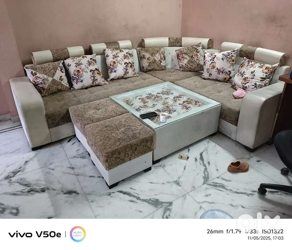 7 seater sofa with table and stool