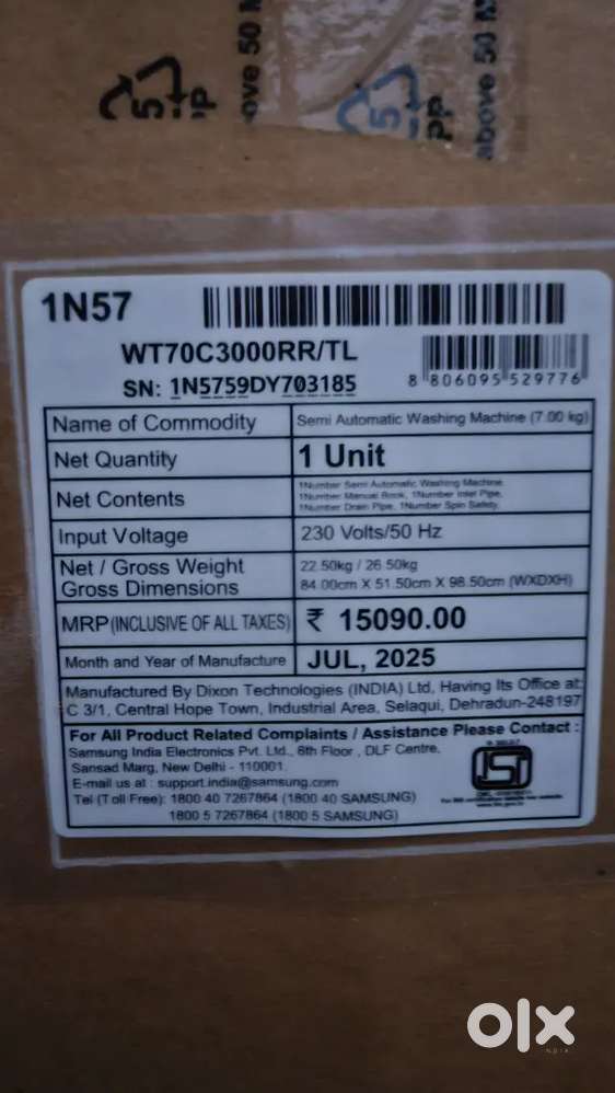 Samsung semi Automatic washing machine 7kg