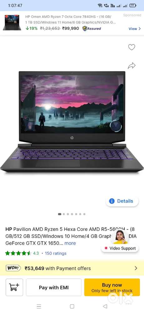 Gameing laptop hp pavilion