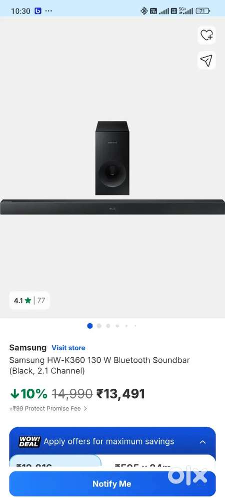 SAMSUNG HW-360K SERIES SOUNBAR With bluetooth Woofer