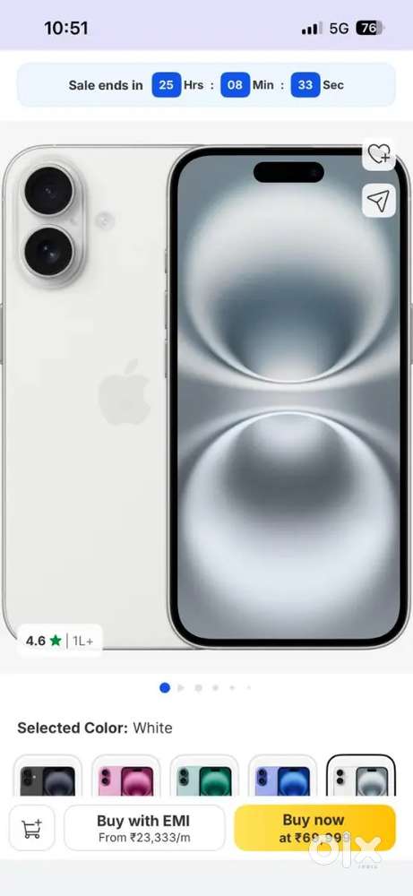 iPhone 16 white colour 128gb seal pack box