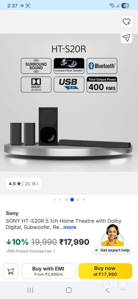 Sony soundbar HT S20