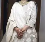 Simmer fabric with full hand work and pure silk dupatta