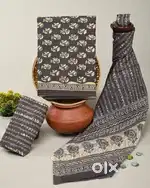 Pure cotton hand block printed suits with cotton dupatta