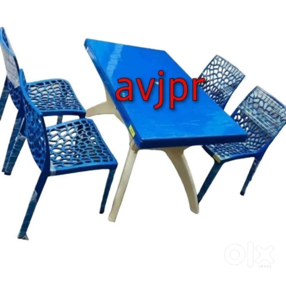 New 4 Seater Plastic Table with Designer web Chairs Set – Just ₹3450