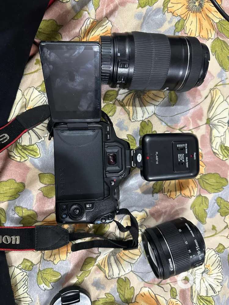 Canon 200D Camera ,long lens ,short lens,flash,charger,battery,bag