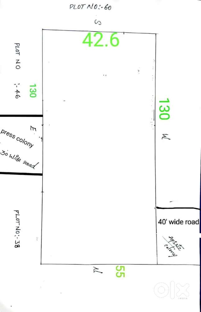 Total 710 gajalu .42.55 East.west two side roads urgent for sale