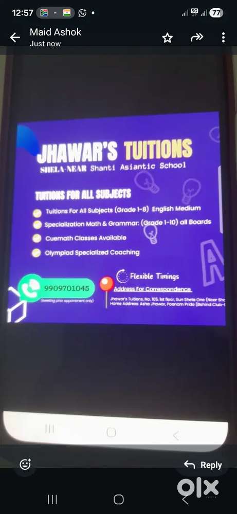 Hello ! 
Looking for  tutors for lower grades  tuitions at Shela.