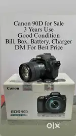 Canon 90D Camera body with kit lens