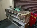 1Counter Table, 2 steel Racks