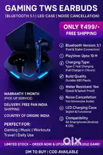 NEXT-Gen Gaming TWS Earbuds-LED Case,Noise Cancellation&10Hr Playtime