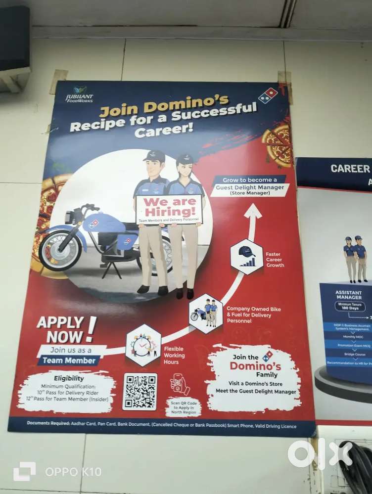Dominos pizza delivery boy Job