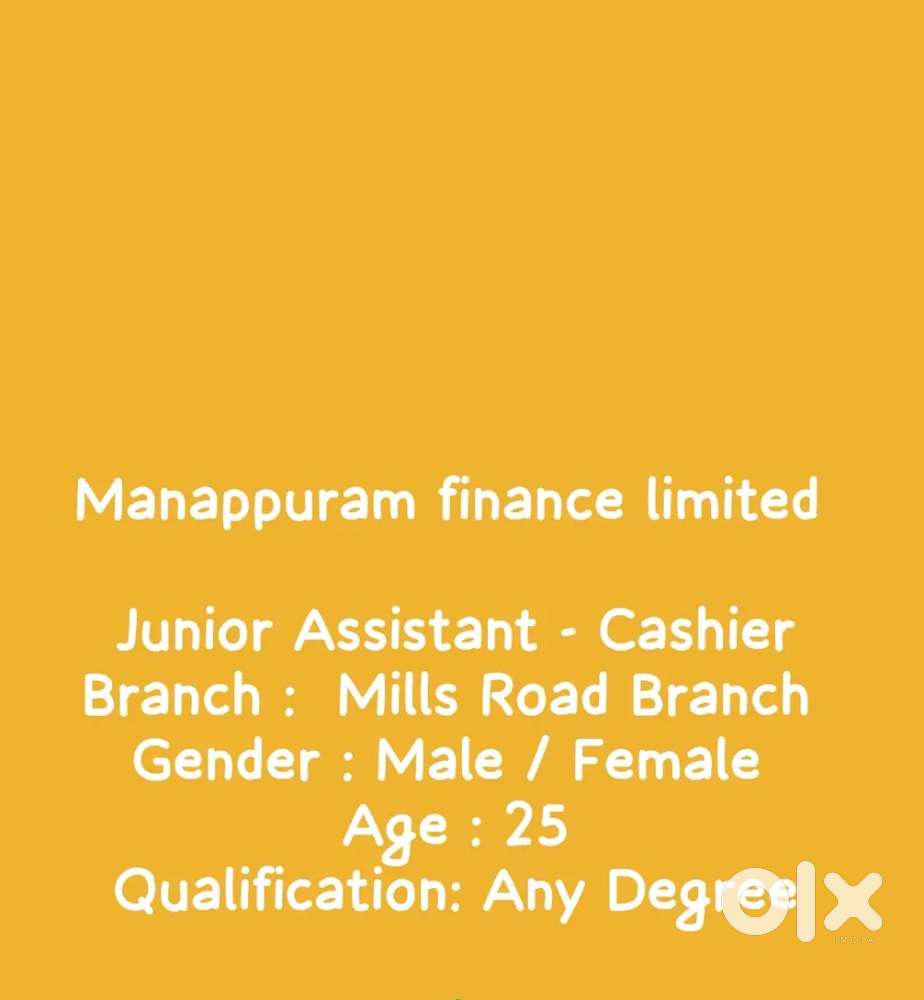 Junior Assistant - Cashier