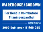 2000 Sqft Warehouse/Godown for Rent in Thanineerpanthal, Villankurichi