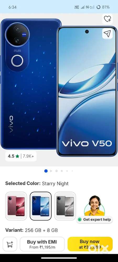 Vivo v50 8gb ram 256 storege