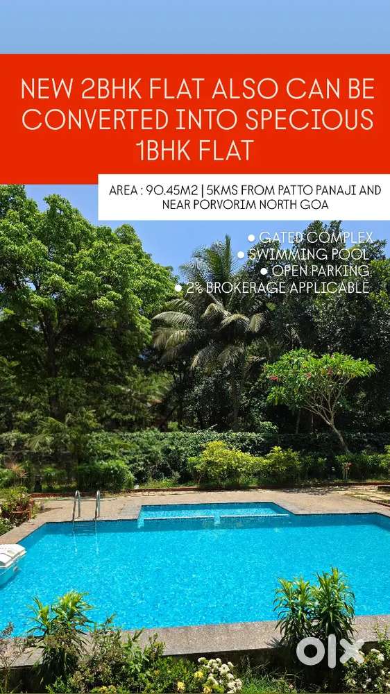 FLAT FOR SALE CAN BE MADE 2BHK OR SPECIOUS 1BHK LOCATED NEAR PORVORIM