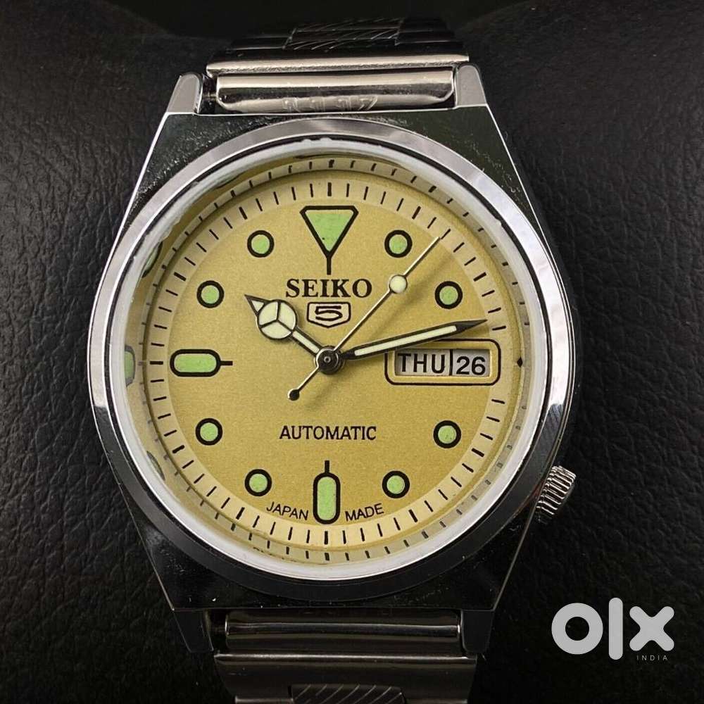 Vintage Mod Seiko 5 Yellow Face 17 Jewels 6309 Men's Watch A02
