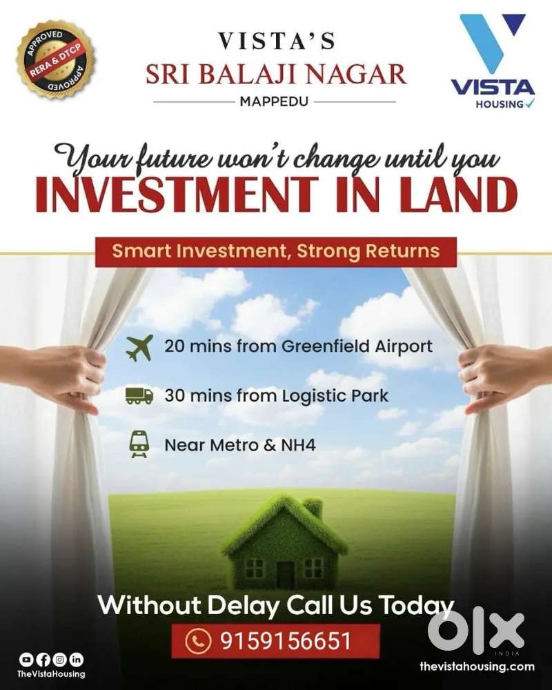 DTCP RERA Approved Villa Plots Mappedu Near Green-Field Airport