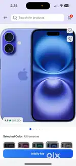 I phone 16 blue