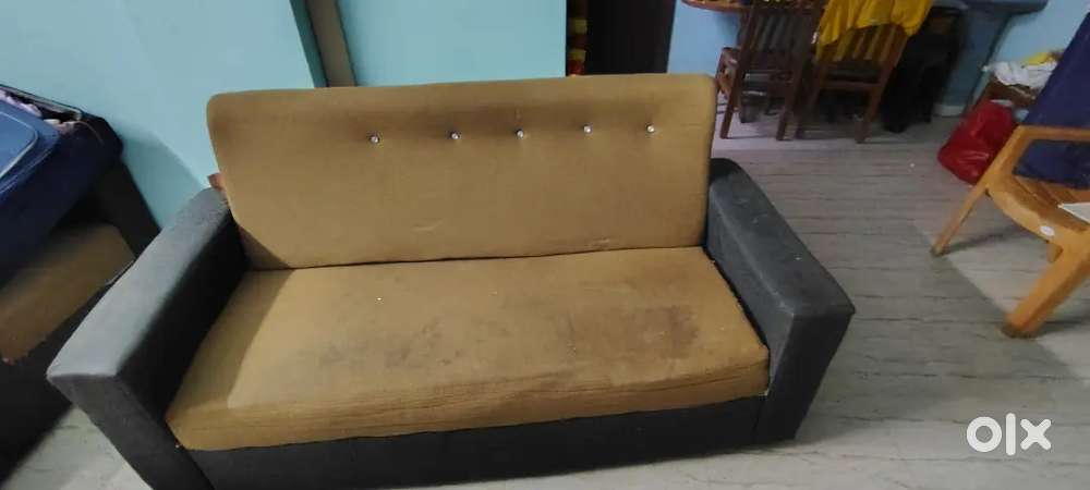 2 year old 5 seater sofa + queen size double cot + bed