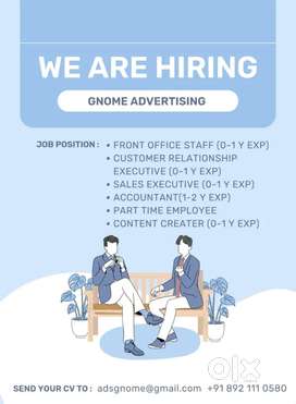 Jobs opening tallented and  dedicated applicants -Gnome advertising
