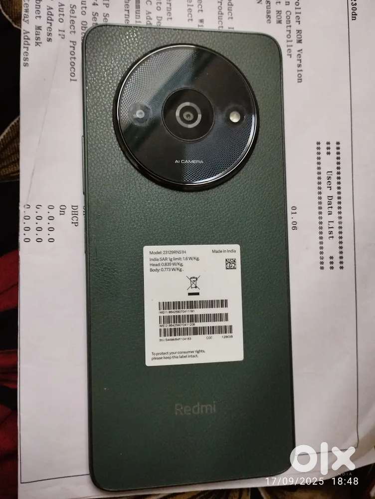 Redmi A3 .6gb ram 128. 4g