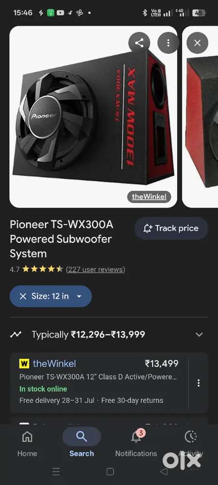 Pioneer sub woofer 1300w in built d amplifier