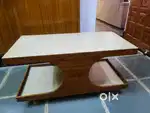 5 seater sofa with cushions and center table and computer table