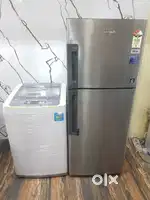 Whirlpool crom double door refrigerator and lg top load washing machin
