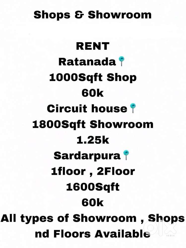Shops nd showroom For RENT