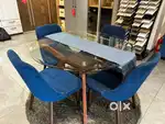 Glass Dining Table with 4 Chairs