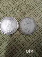 George v king Emperor 2 coin one rupee