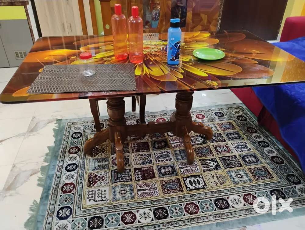 Pure segun wood dining table with 4 chairs