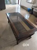 Wooden Coffee Table with Glass Top (Teak wood)– Good Condition