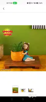 Cute thinking wooden girl