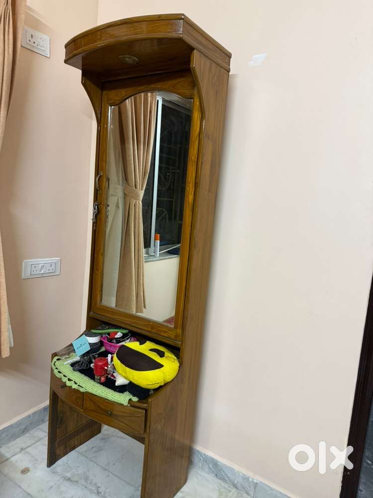 Teak wood dressing table with storage and seating