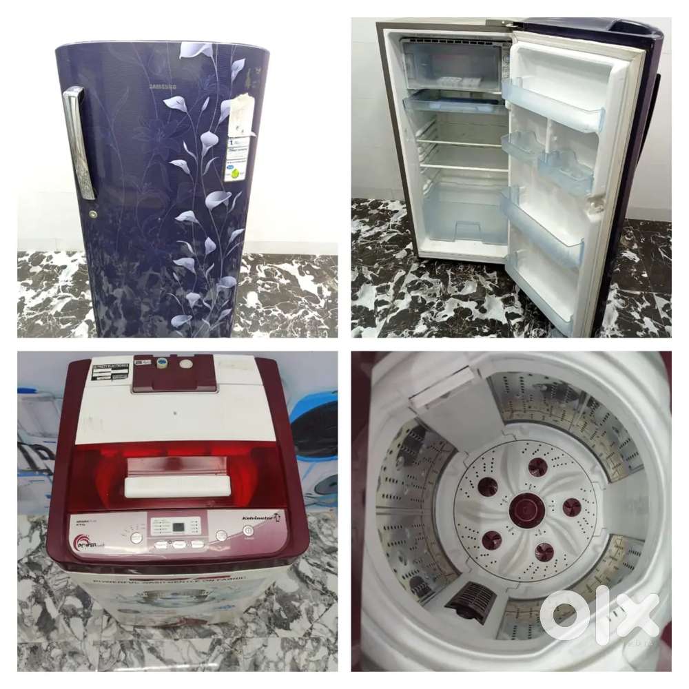 Samsung single door flower design fridge. Kelvinator top load W/M